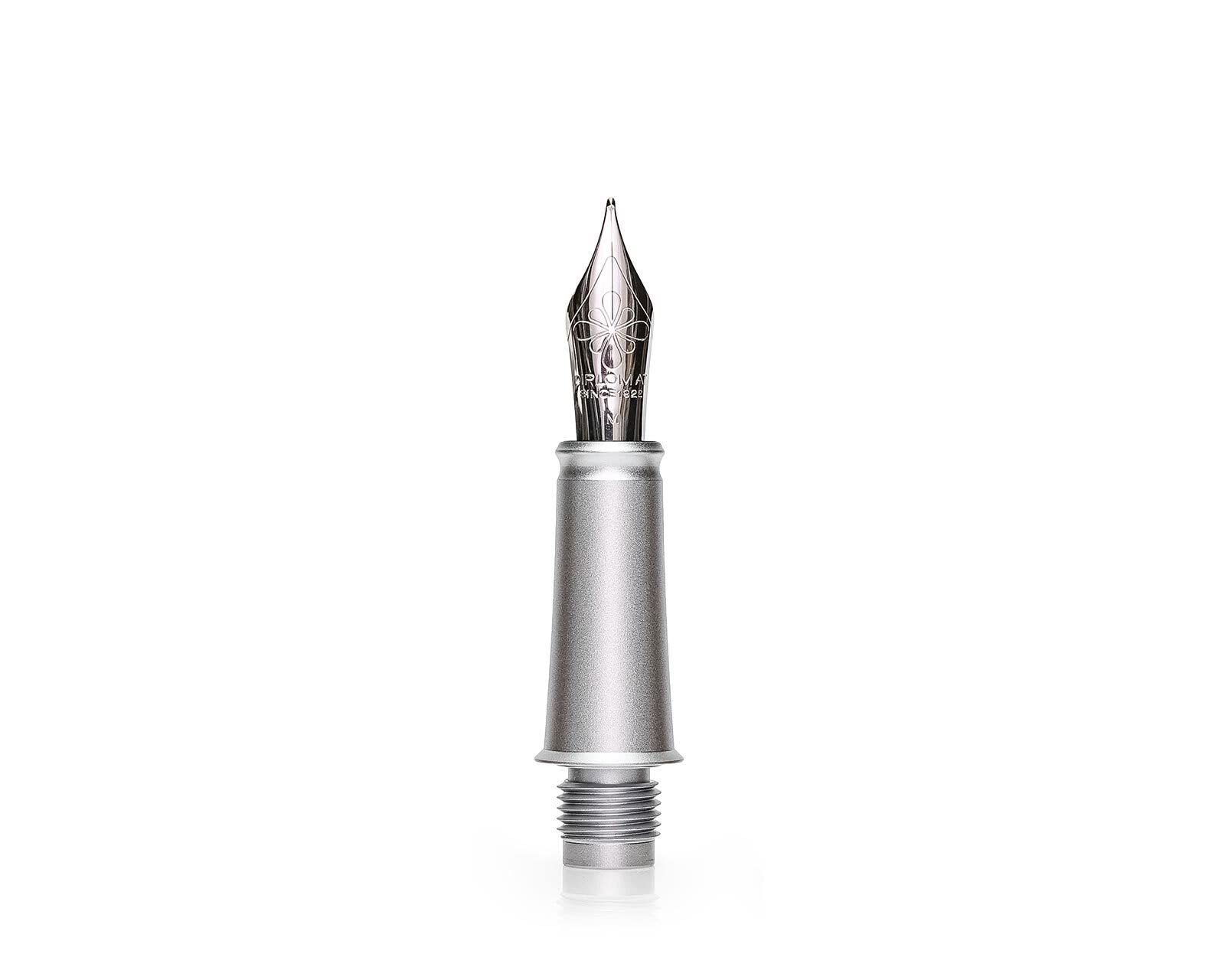 Diplomat nib unit for Fountain Pen Aero with stainless steel nib strength M, silver matt chrome-plated, M-nib, silver