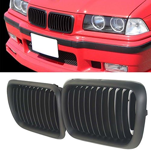 CAMHOHO 97-99 FOR BMW E36 318 320 323 328 M3 M Power Black M3 Look Front Grille Kidney 98