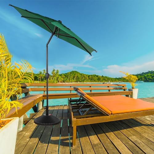 Image of Abba Patio 7.5FT Lyon Outdoor Patio Umbrella Outdoor Table Umbrella with Push Button Tilt and Crank Market Umbrella 6 Sturdy Ribs UV Protection Waterproof for Garden Deck Backyard Pool Dark Green