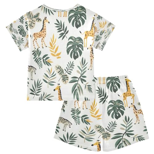 senya Short Sleeve Pajamas Sets Summer Cotton Sleepwear Giraffes and Leaves2