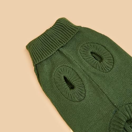 Image of Dog Sweater Soft Warm Turtleneck Knitted Clothes for Small Medium Large Pet | Comfy Wool Knit, Turtleneck & Classic Design, Easy on /off, Warm Winter Girls Boys Dogs Christmas Sweaters, Wood Green, XXS