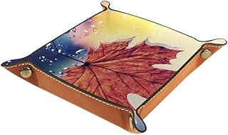 Bandeja de Almacenamiento de Piel y Microfibra, Color Rojo, Multicolor, 16x16cm
