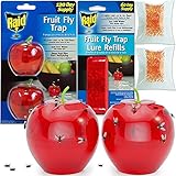 Raid Fruit Fly Trap (2 Pack Bundle) | 2 Lures + 2 Refills | Effective Fly Trap for Indoor Use | Fly Catcher and Gnat Trap for Kitchen & Dining Areas | Easy to Use & Safe Food-Based Lure Fly Catcher