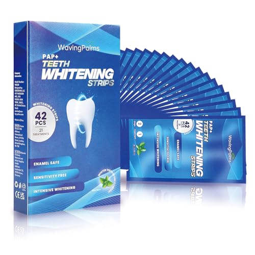 Sensitive Teeth Whitening Strips Kit: Professional Dental Whitening Set - Hydrogen Peroxide-Free Treatments for Whiter Teeth - Effective & Gentle Teeth Whitener (42 Count (Pack of 1), Mild Mint)