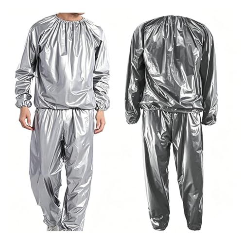 DawnBreak Sauna Sweat Suit for Women/Men Exercise Weight Loss Gym Fitness Workout Silver - M