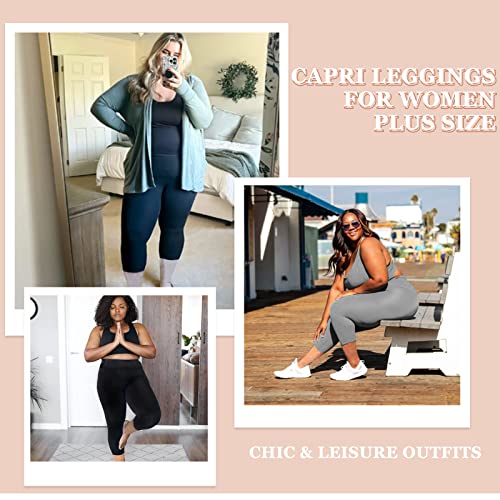 Hltpro 3 Pack Plus Size Capri Leggings(X-Large - 4X), High-Waisted Women's Capris For Summer, Workout, Yoga #TOP3