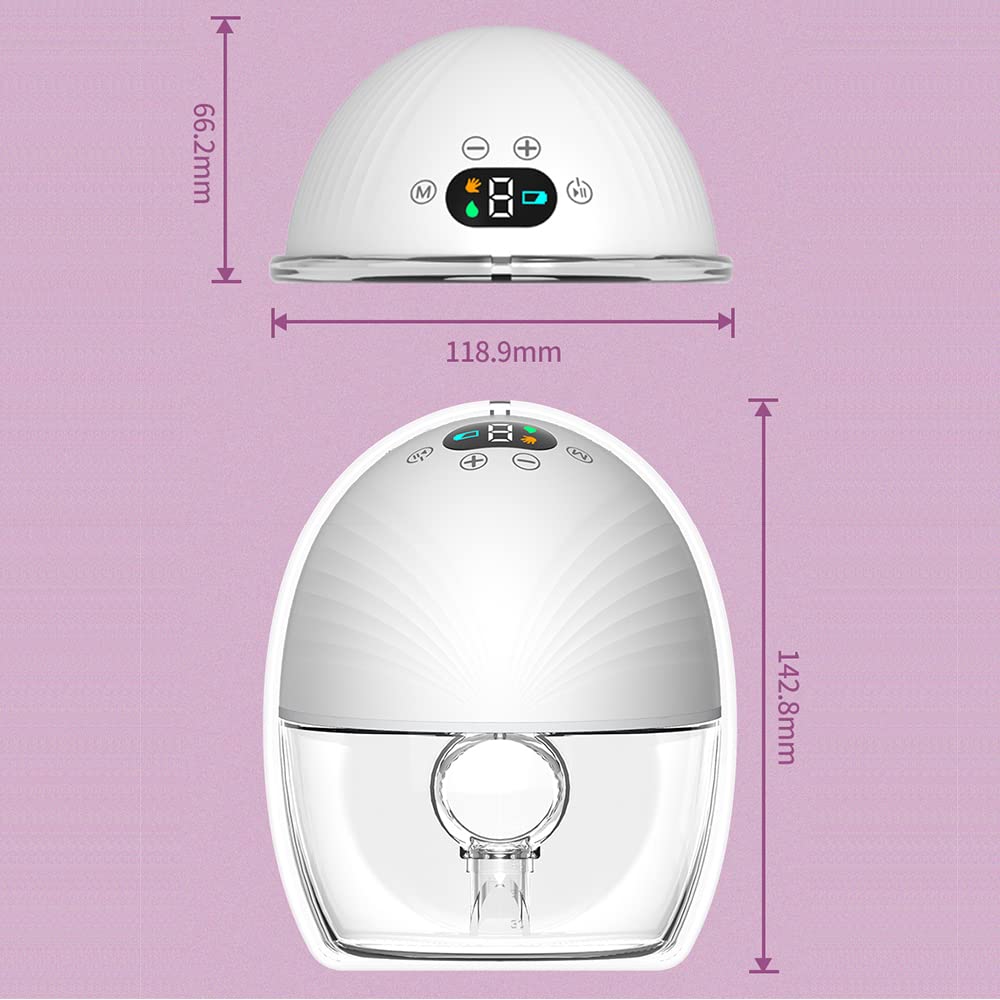 Tiralatte portatile indossabile Tiralatte elettrico a mani libere per allattamento al seno 3 modalità 9 livelli di aspirazione Schermo LED Pulsante touch control Basso rumore con raccoglitore d