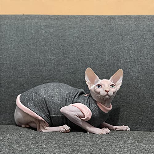 ZHIHAN Sphinx Katzenkleidung haarlose Katze Herbst und Winter Reine Baumwolle warme Weste 4-beiniges Hemd, ärmellose Weste, XXL Cover