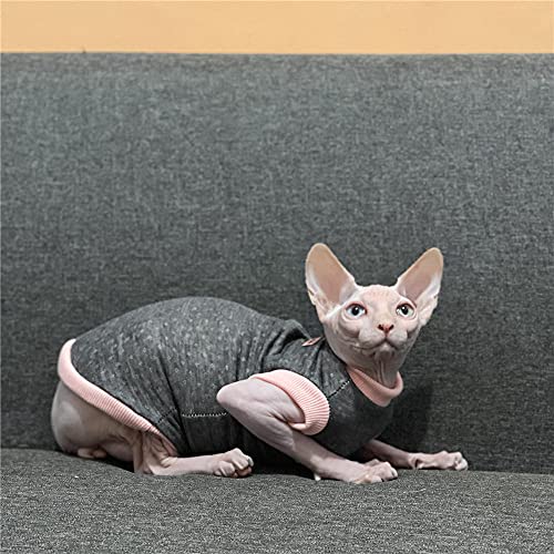 ZHIHAN Ropa de Gato esfinge Gato sin Pelo otoño e Invierno Chaleco cálido de algodón Puro Camisa de 4 Patas, Chaleco sin Mangas, XL