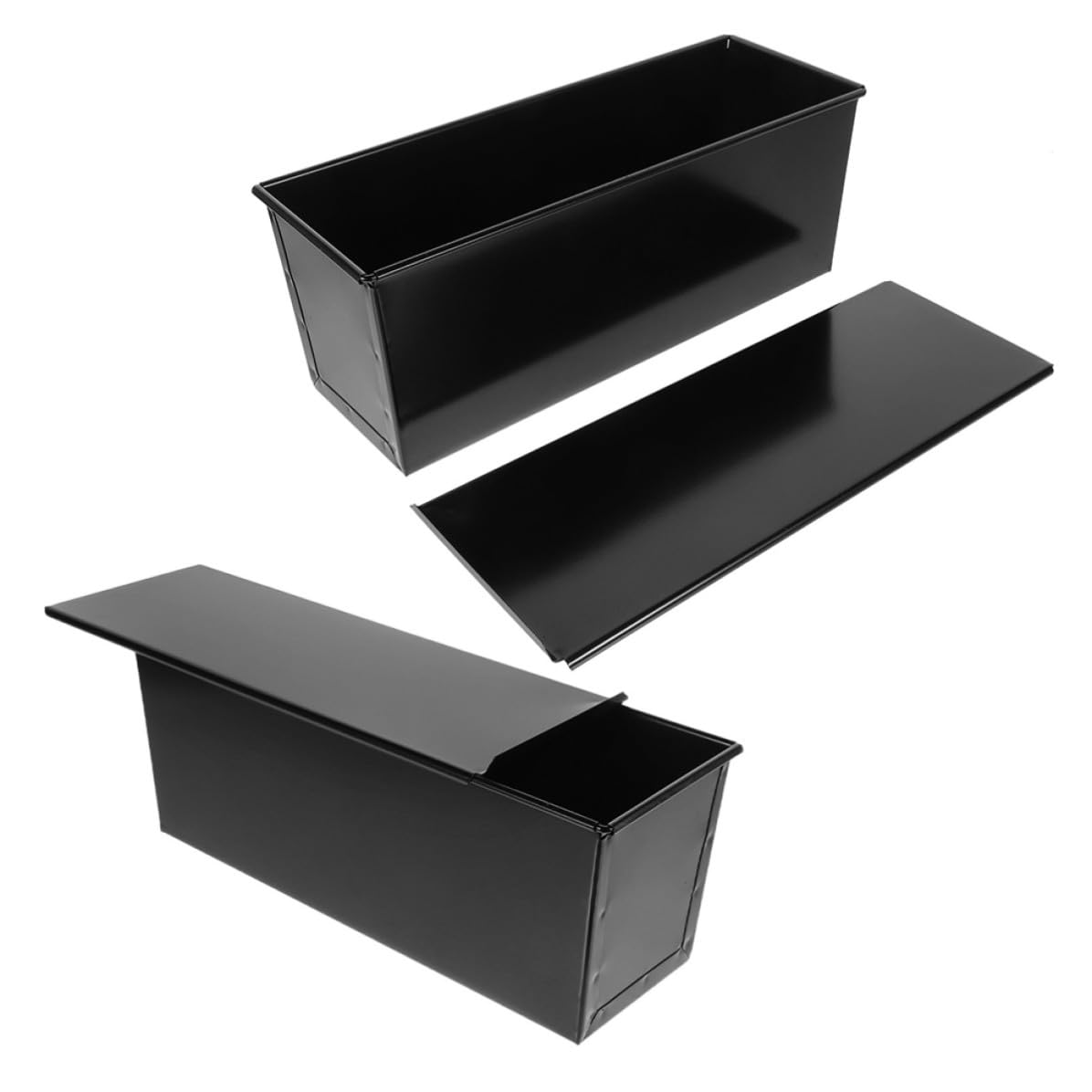 VICASKY 2 Pièces Moule à Rectangulaire Matériau Robuste avec Revêtement Antiadhésif en Fer et Couvercle pour Cuisson de Toast, Cuisine et Table à Manger