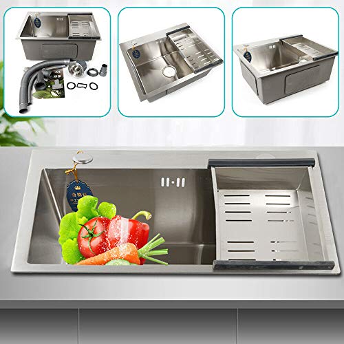 Lavabo da giardino in acciaio inox, 550 x 450 x 220 mm, per giardino, cucina e lavanderia