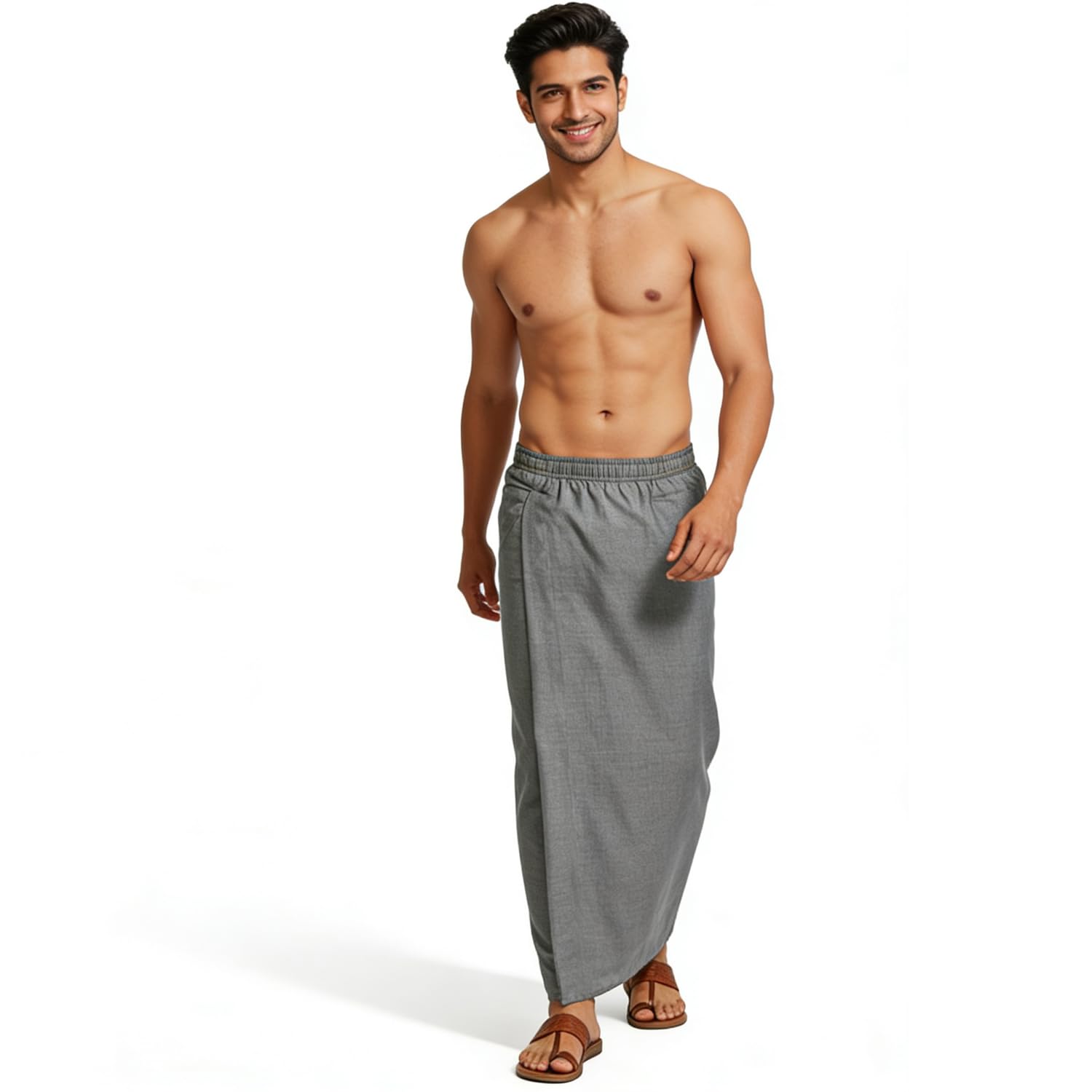 Men’s Cotton Linen Stretchable Waist Veshti/Dhoti/Mundu/Lungi/Kaili – Comfortable Breathable, Full Length Solid White, Sizes S to 8XL(Elastic Waist)-picture-44