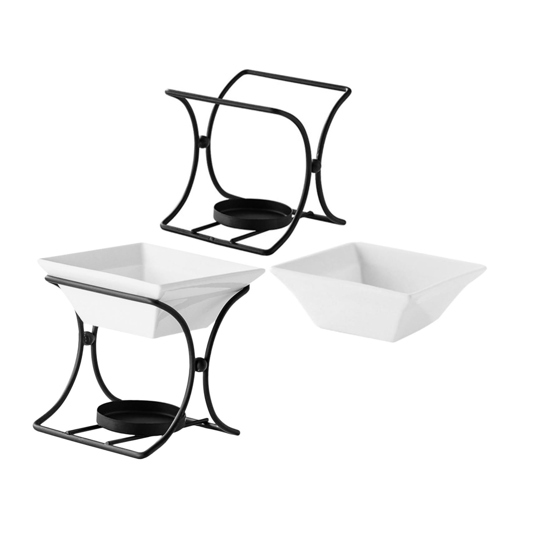 Chauffe-beurre compact et résistant Amosfun avec set de fondue pot céramique individuel