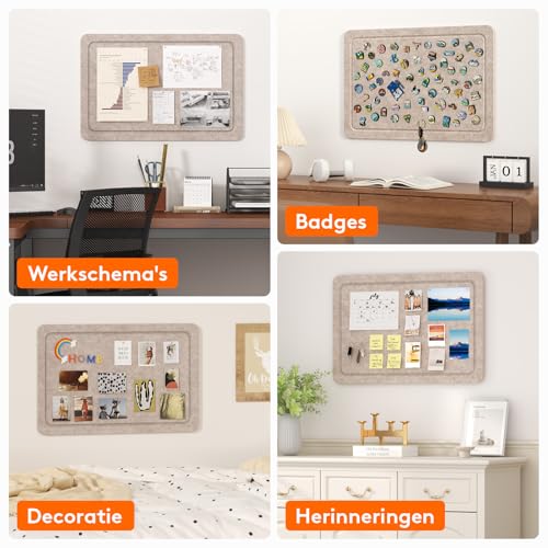 Lifewit Filz Pinnwand Selbstklebend, 57 x 37,5cm Pinnwand Kork Alternative, Faltbar Dekorative Vision Board Fotowand Pin Board Memoboard mit 20 Stück Pinnnadeln für Büro, Kinderzimmer, Braun