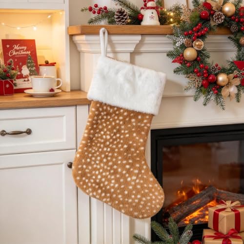Christmas Stockings, Hanging Christmas Decorations, Rustic Farmhouse Decor | 17x11'' Xmas Stockings with Hanging Cord for Fireplace Window Wall Tree, Stocking for Christmas - image 1