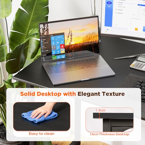 Image of PayLessHere | 63 Inch Computer Desk | Black | Office Desk with Metal Frame, Adjustable Feet | Water-Resistant, Scratchproof Surface | Sturdy Writing Table for Home Office or Study | Pack of 1