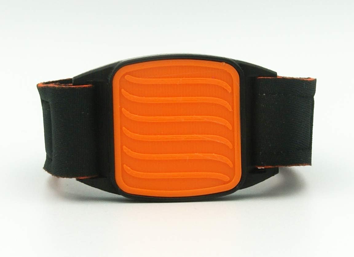 Protective Armband for Freestyle Libre Sensor, Sports Style - Wave Design (Orange & Black) (L)