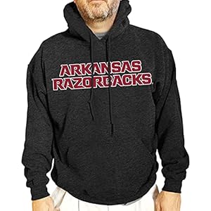Campus Colors NCAA Adult Cotton Blend Charcoal Hooded Sweatshirt – Made from Ringspun and Versatility (Arkansas Razorbacks – Black, Adult X-Large)