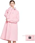LAMA Long Raincoat for Women, Lightweight Rain Coat with Hooded, Waterproof Rain Jacket, Packable Rainwear