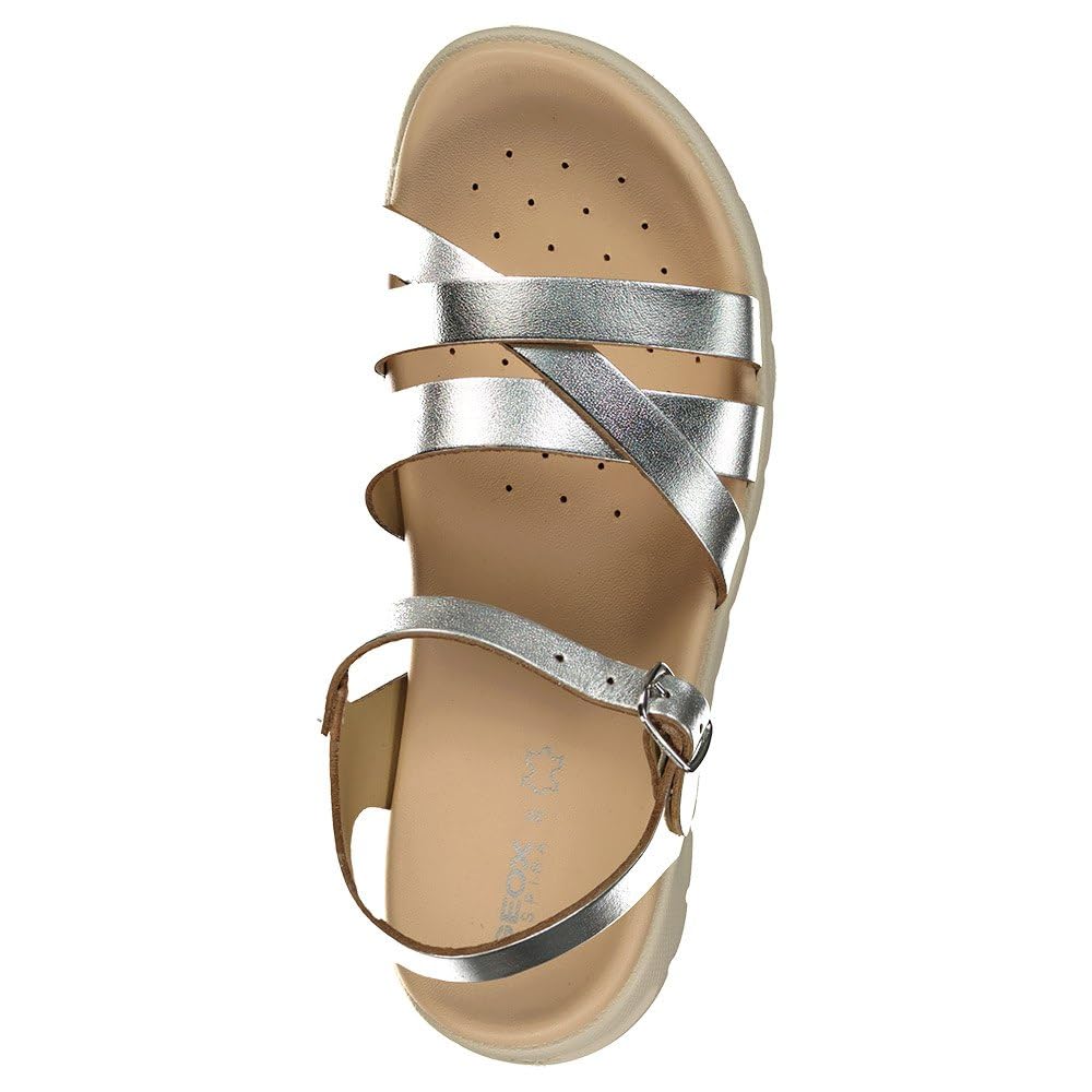 Geox J SOLEIMA Gir Sandales argentées 38 EU, argenté, 38 EU