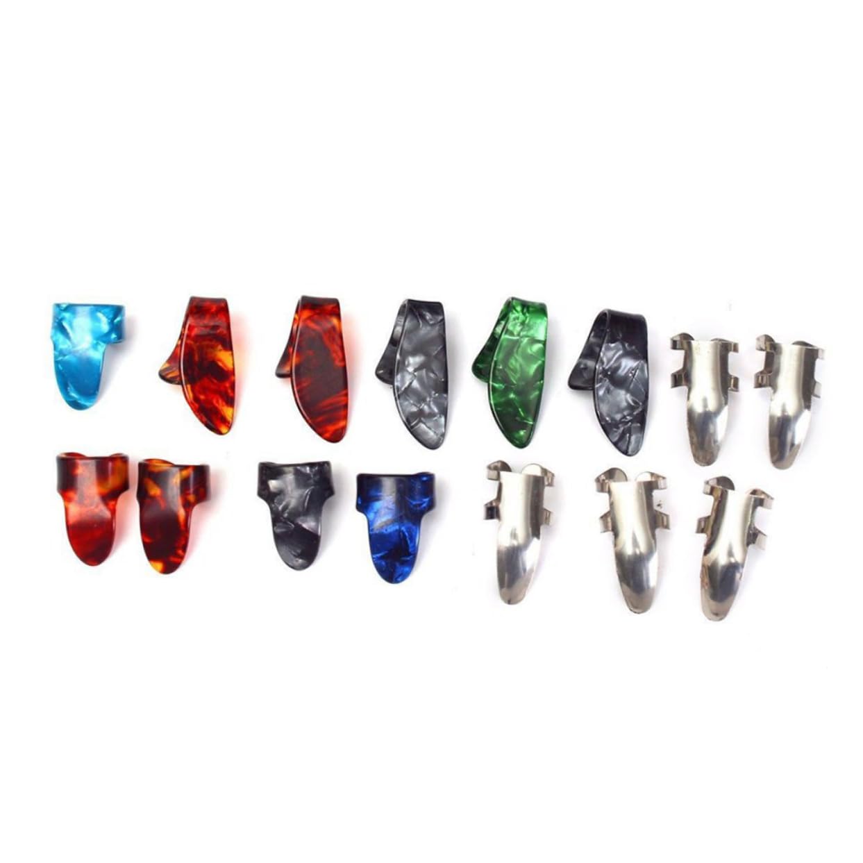 HEMOTON 3 Set Di Plettri Per Chitarra in Acciaio Inossidabile Per Pollice E Dita Custodia Compatta Per Chitarra E Basso 15 Pezzi*3
