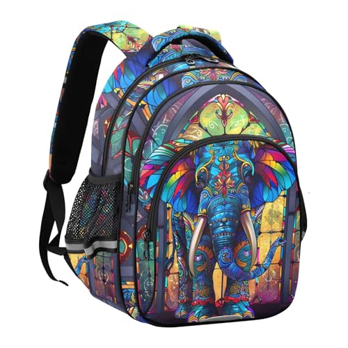 Stain Galsses Elephant Toddler Backpack for Prechool Boys Girls 3-8 Years Mini Bookbag S 202b55392