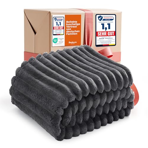 BEDSURE Kuscheldecke Flauschig - Wolldecke & Fleecedecke, Sofadecke, Weiche Warme Grobe Korddecke für Zimmer Deko, Wohn- & Kuscheldecken, Tagesdecke,...
