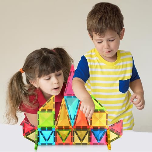 Image of PicassoTiles Magnetic Tile 24pc Mini Diamond Magnetic Building Blocks Set Travel Size STEM Educational Construction Toy Portable Hands On Learning Creative Open Ended Play for Kids Ages 3 Plus PTM24