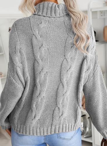 Image of Dokotoo Womens 2026 Winter Fall Solid Turtleneck High Neck Balloon Long Sleeve Sweaters Pullover Outerwear
