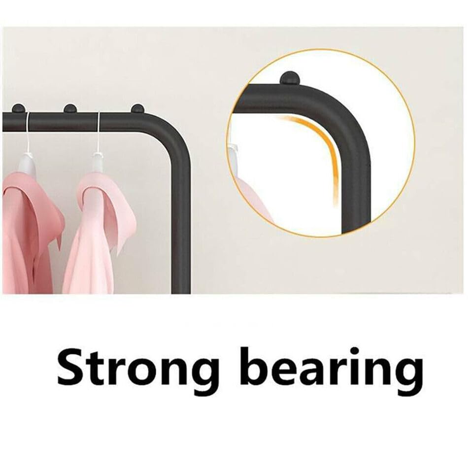 Image of Single Pole Coat Hanger /Cloth Stand /Garment Stand with Bottom Shelves - Metal Garment Rack for Organized Storage 8 Hook (.Black)