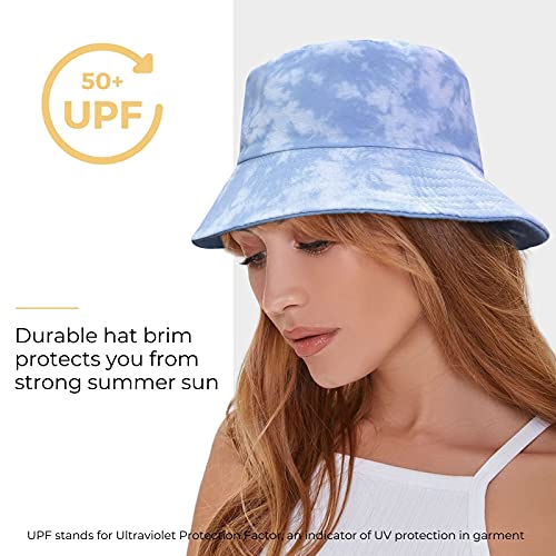 Accsa Bucket Hat For Women Wide Brim Summer Sun Hat Tie-Dye Fisherman Cap Upf 50+ Blue thumb #1