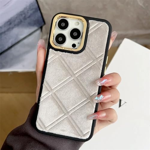 Coque iPhone 15 Pro velours blanc douceur diamant luxe