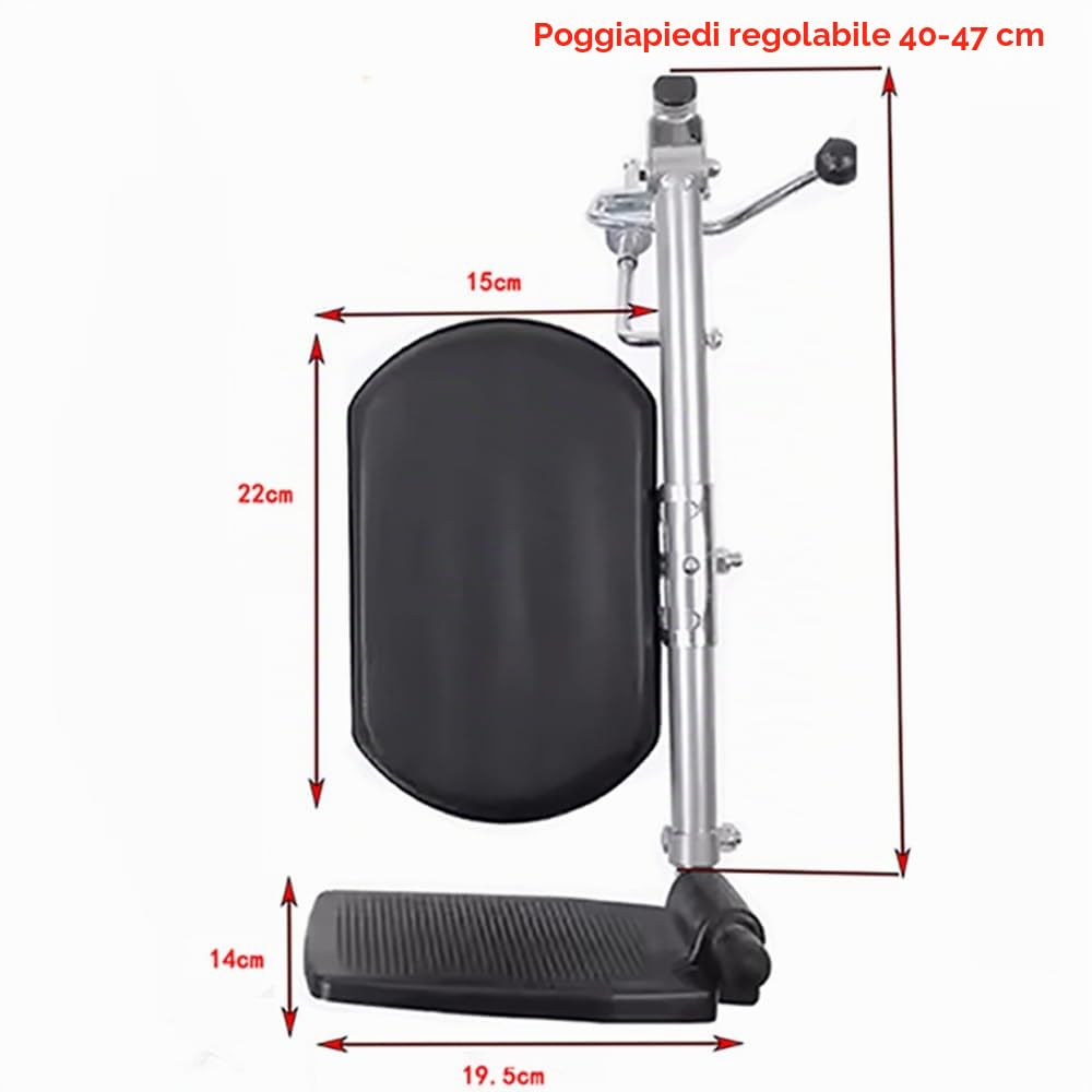 Poggiapiedi Regolabili per Carrozzine|Portata 100kg/pedale|Regolazione 40-70cm altezza & 90°-180°angolo|Montaggio rapido,per gli utenti di sedie a rotelle e il personale di assistenza (Gamba destra)