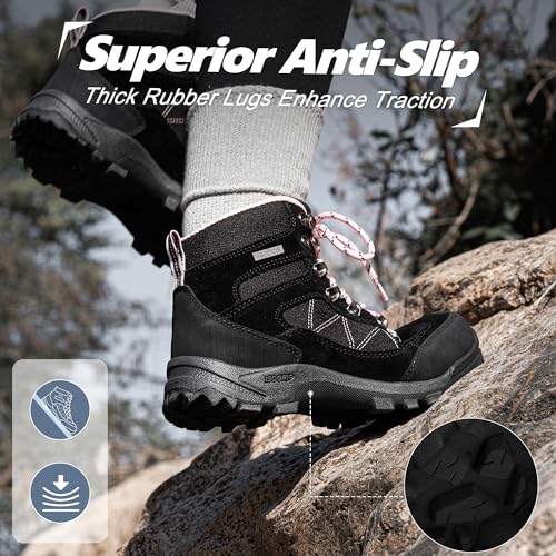 Image of R CORD Hiking Boots Women Waterproof Womens Hiking Boots for Outdoor Trekking Camping Trail Outdoor Hiking Shoes for Women