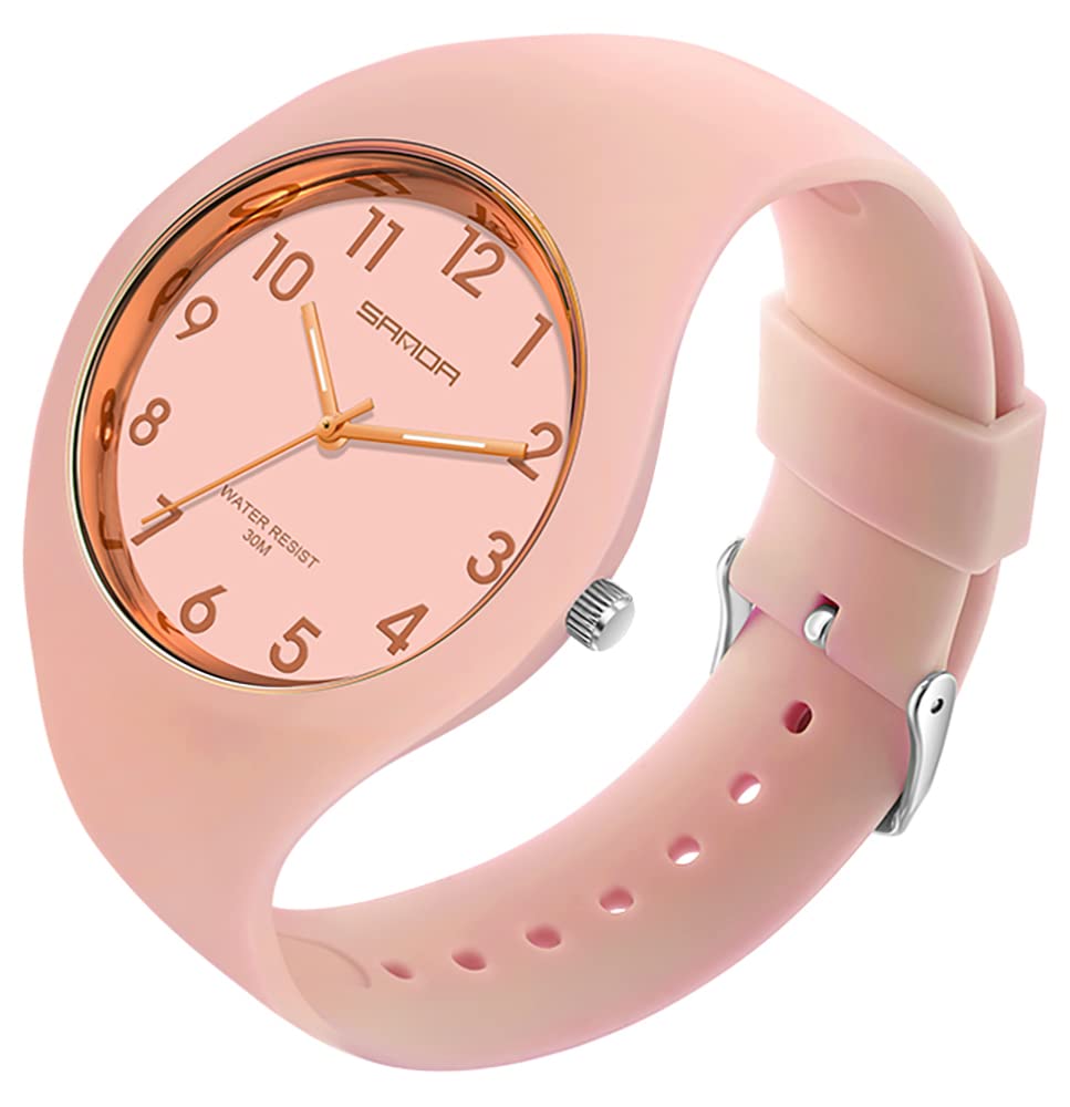 XCZAPFashion Jelly Series Sports Ladies Silicone Strap Electronic Quartz Waterproof Watch, Pink