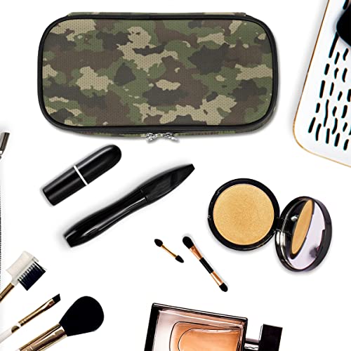 Image of Pardick Green Camouflage Big Capacity Pencil Pen Case Camo Print Large Pencil Pouch with Zipper Compartments Pencil Bag for Boys Girls Adults Student Office School Supplies