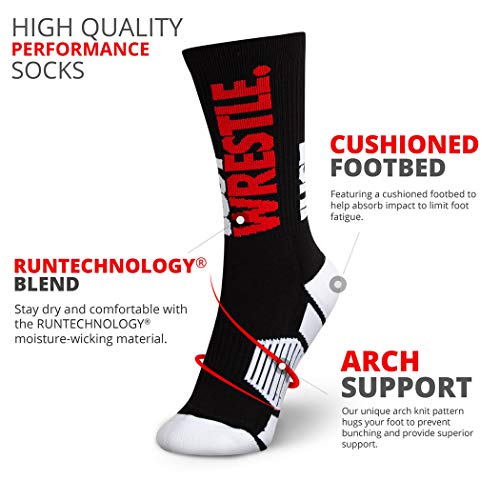Chalktalksports Just Wrestle Woven Mid-Calf Socks | Black | Size Large #TOP2