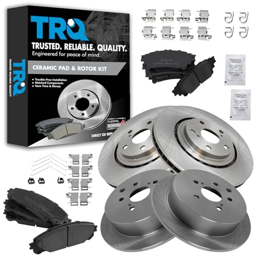 TRQ Front and Rear Brake Pad & Rotor Kit Ceramic Compatible with 2010-2015 Lexus RX350 RX450h 2014-2019 Toyota Highlander 2011-2020 Sienna