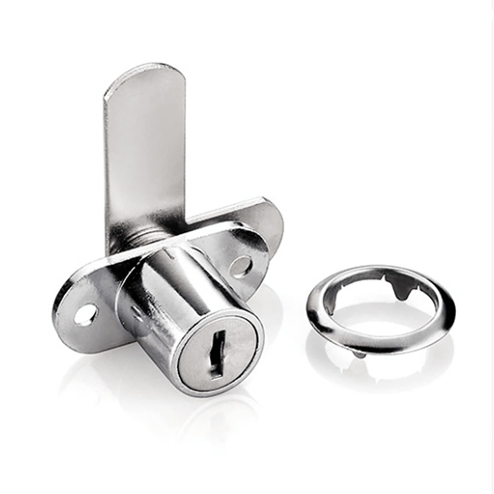 Cabinet Cam Lock Set - 2 Pack Durable Cylinder Locks for Mailbox, File Drawer, Dresser, RV Compartment & Tool Box Security(Silver)