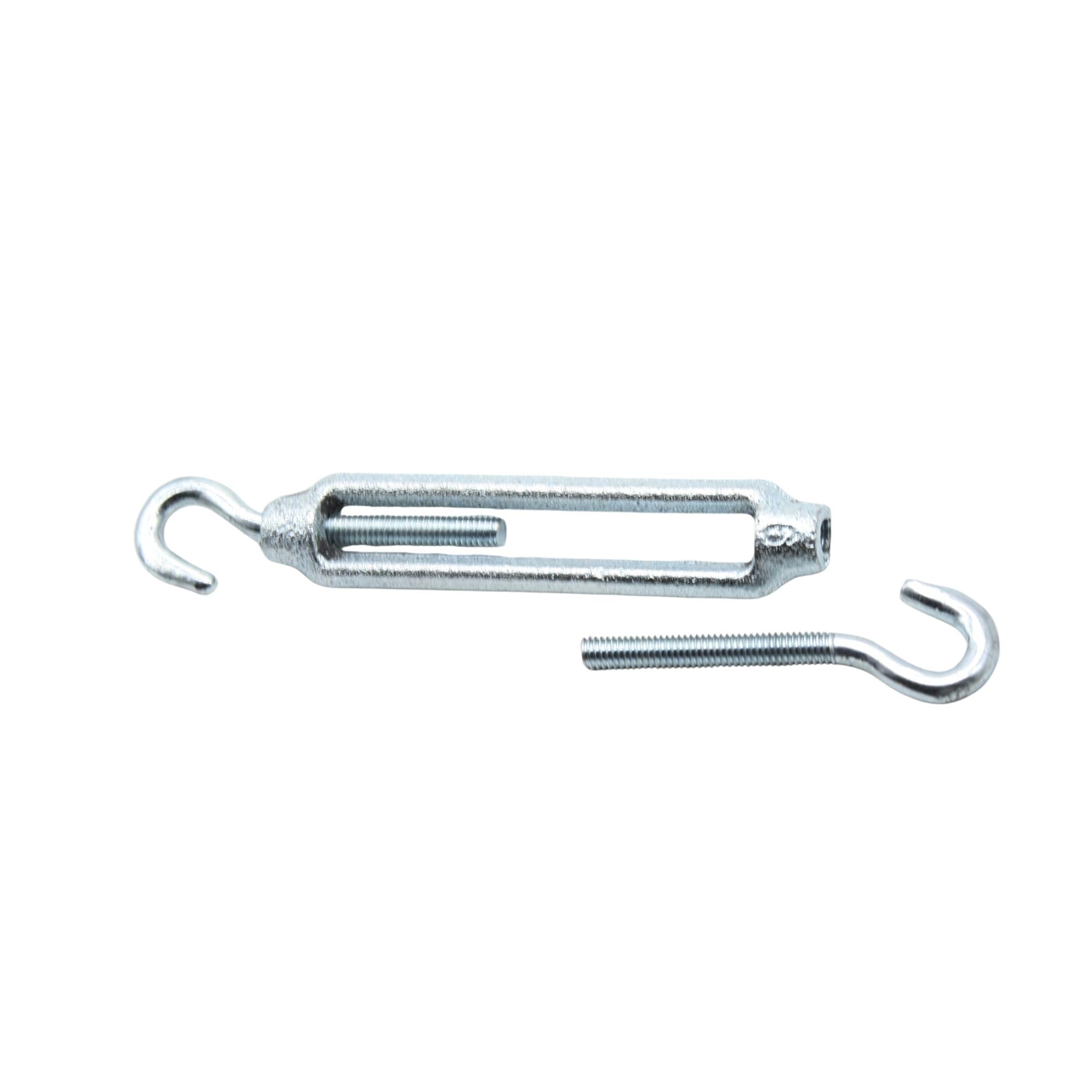 DOJA Barcelona Tenditore per Filo Acciaio Gancio - GancioM10 Zincato - PACK 4 - Design con Tiranti per Filo Stendibiancheria e Tirante Cavo, Montaggio Facile, Alte Prestazioni, Tenditore per Corda