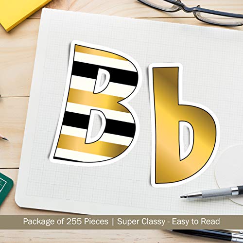 Barker Creek Letter Pop-Outs, 4" Gold, Multicolor Designer Letters For Bulletin Boards, Breakrooms, Reception Areas, Signs, Displays, And More! 4", 255 Characters Per Set (1723) #TOP3