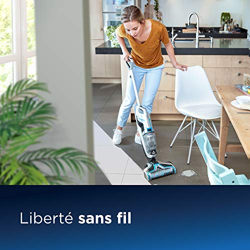 BISSELL CrossWave Cordless sans fil | Aspirateur sécheur 3-en-1 pour sols durs et moquettes, secs et Humide | Nettoyeur Multifonction, 1.44 liters, Argent | 2582N - Image 3