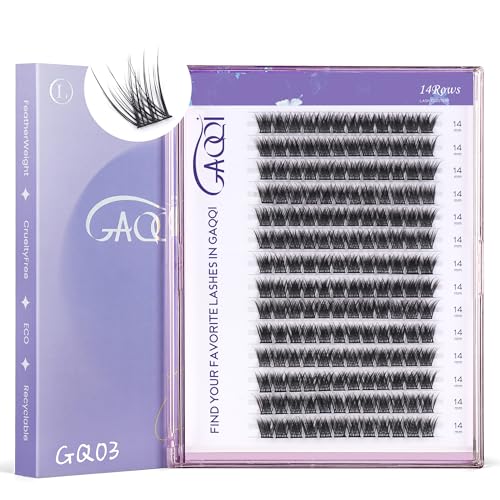 GAQQI Lash Clusters,Natural Eyelash Clusters 14mm Only C Curve,168PCS,GQ03