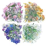 160 Stück Sticker Blumen, 4 Arten Scrapbook Stickers Aufkleber Vintage Transparent für Basteln Notizbuch Tagebuch Laptops