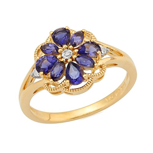 Preisvergleich Produktbild Ivy Gems - 925 Sterling-Silber Silber Tropfenschliff blau Lolite