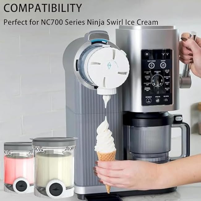 2 Pack Pint Containers Replacement for Ninja Swirl Ice Cream & Soft Serve Makers, 16oz Creami Swirl Pints and Lids Compatible with NC700 NC701 Series, BPA-Free & Dishwasher Safe