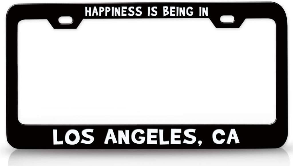 Happiness is Being in Los Angeles CA USA Canada Metal Car SUV Truck License Plate Frame Bl p47