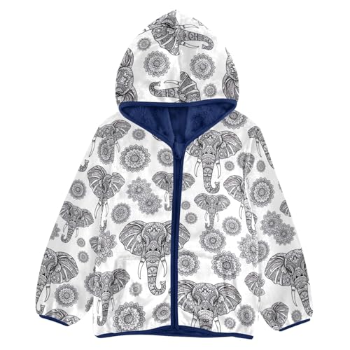 CHIFIGNO Grey Elephant Toddler Zip up Hoodie Fleece Jacket for Fall Winter 3T