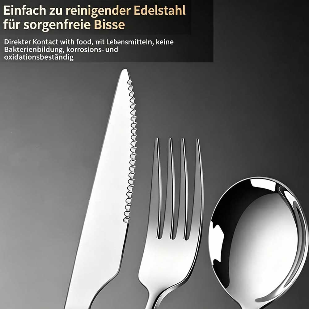 16 Personen Besteck Set 480-teilig, 304 Edelstahl Essbesteck, Robust & langlebig, Spülmaschinenfest für Haushalt & Gastronomie Silber