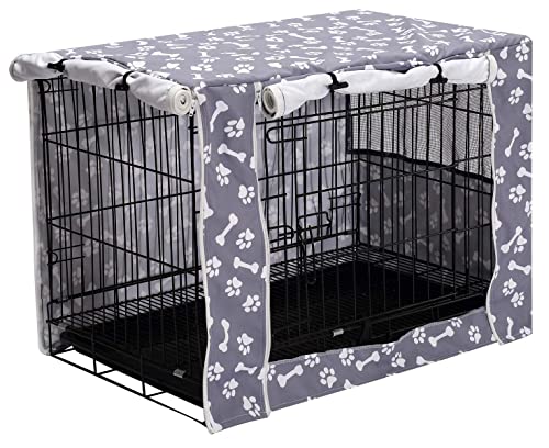 Pethiy Dog Crate Cover Durable Polyester Pet Kennel Cover Universal Fit for Wire Dog Crate - Fits Most 42 inch Dog Crates - Cover only-Sky Gray-42